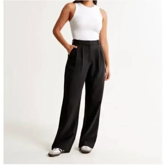 Abercrombie & Fitch Pants - ABERCROMBIE & FITCH Sloane Tailored Wide Leg Pant Black Sz 31/12 {X52}